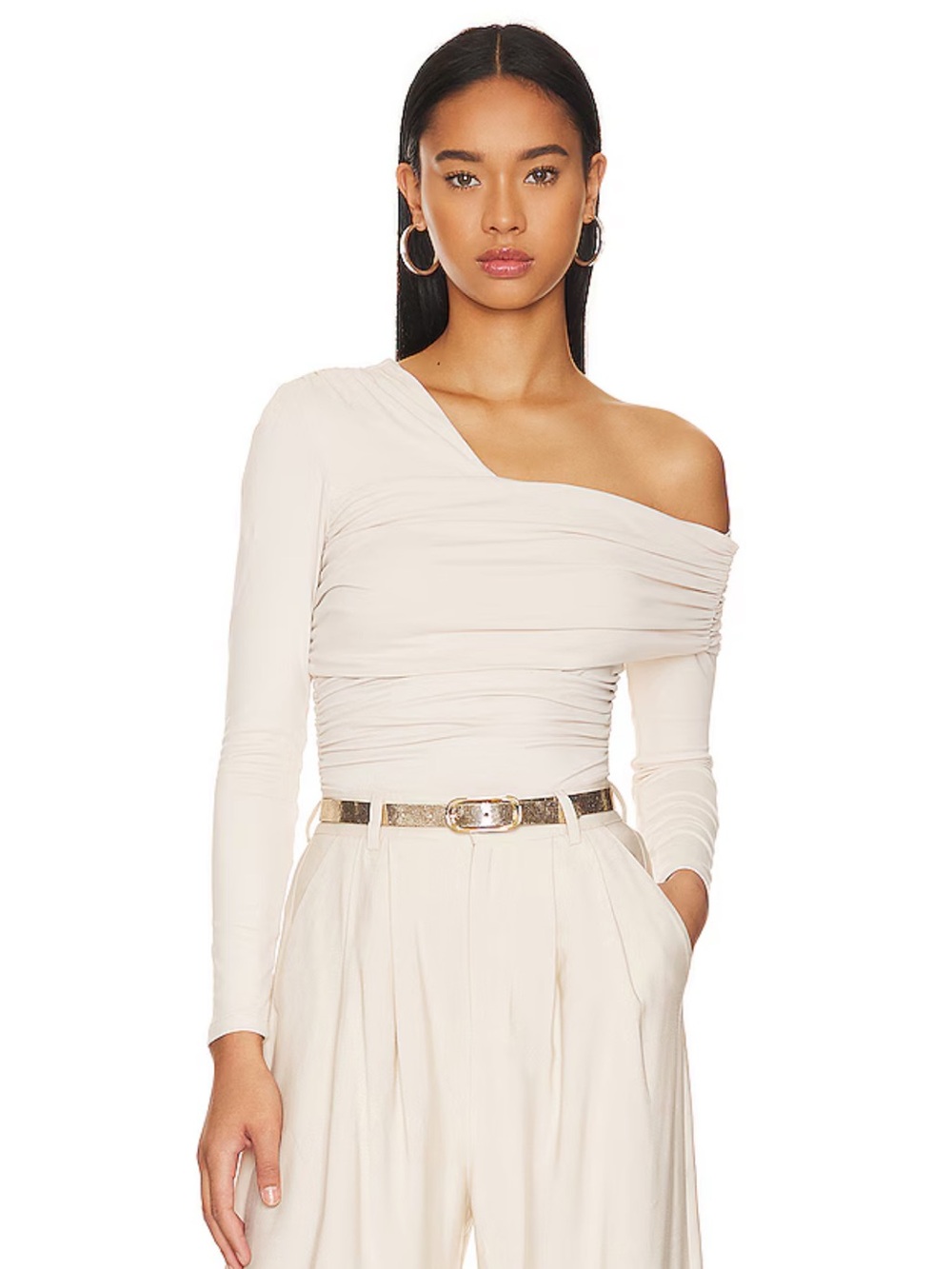 Susana Monaco Gathered Top in Blanched Almond